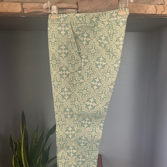 VTG NWOT Italy Brocade Metallic Cigarette Pants Party Holiday NYE Green Gold M - Picture 4 of 13